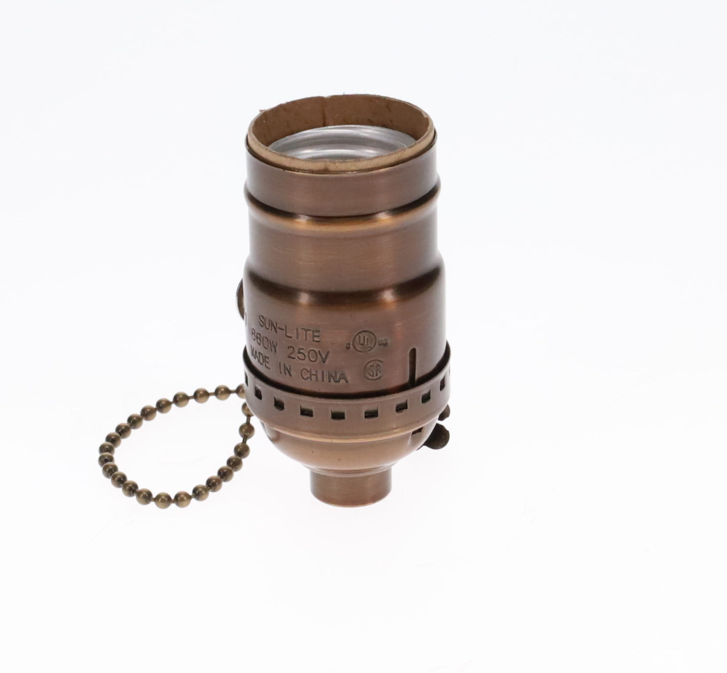 On/Off Pull Chain Solid Brass Socket, No UNO Thread, Antique Bronze (48286B)