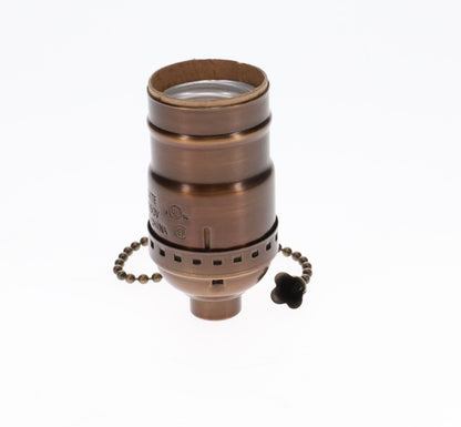 On/Off Pull Chain Solid Brass Socket, No UNO Thread, Antique Bronze (48286B)