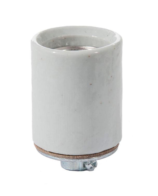 Medium Base E26, Porcelain Lamp Socket with 1/8F metal cap and Easy Wire terminals (48305)
