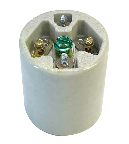Medium Base E26, Porcelain Lamp Socket, 1/8F metal cap & Easy Wire terminals (48305)