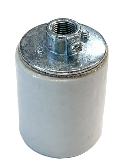 Medium Base E26, Porcelain Lamp Socket, 1/8F metal cap & Easy Wire terminals (48305)