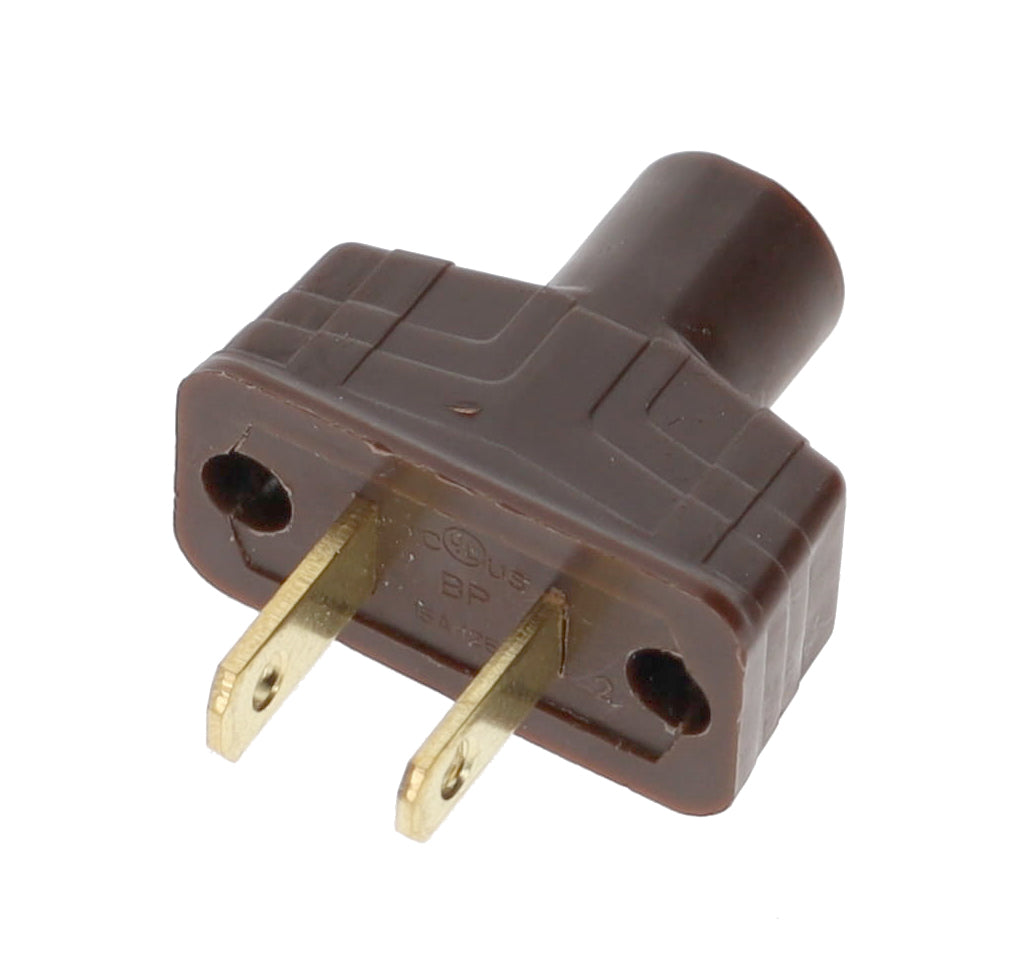 B&P Lamp Brand Early Art Deco Bakelite Style Straight Blade Plug, Polarized, Brown (48580B)