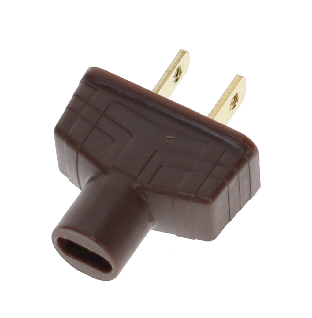 B&P Lamp Brand Early Art Deco Bakelite Style Straight Blade Plug, Polarized, Brown (48580B)