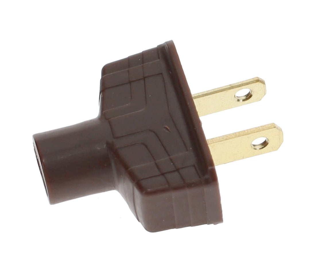 B&P Lamp Brand Early Art Deco Bakelite Style Straight Blade Plug, Polarized, Brown (48580B)