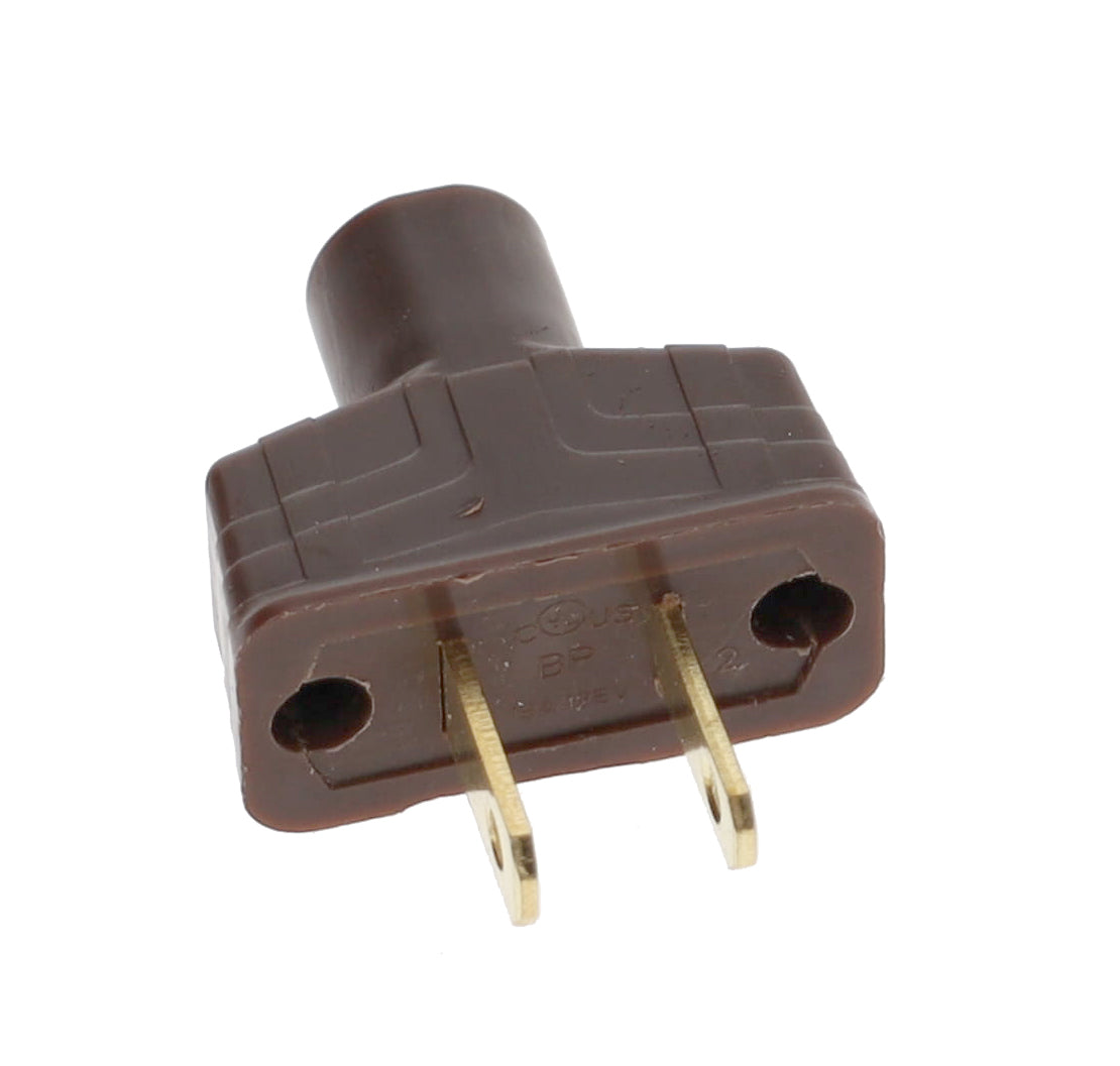 B&P Lamp Brand Early Art Deco Bakelite Style Straight Blade Plug, Polarized, Brown (48580B)