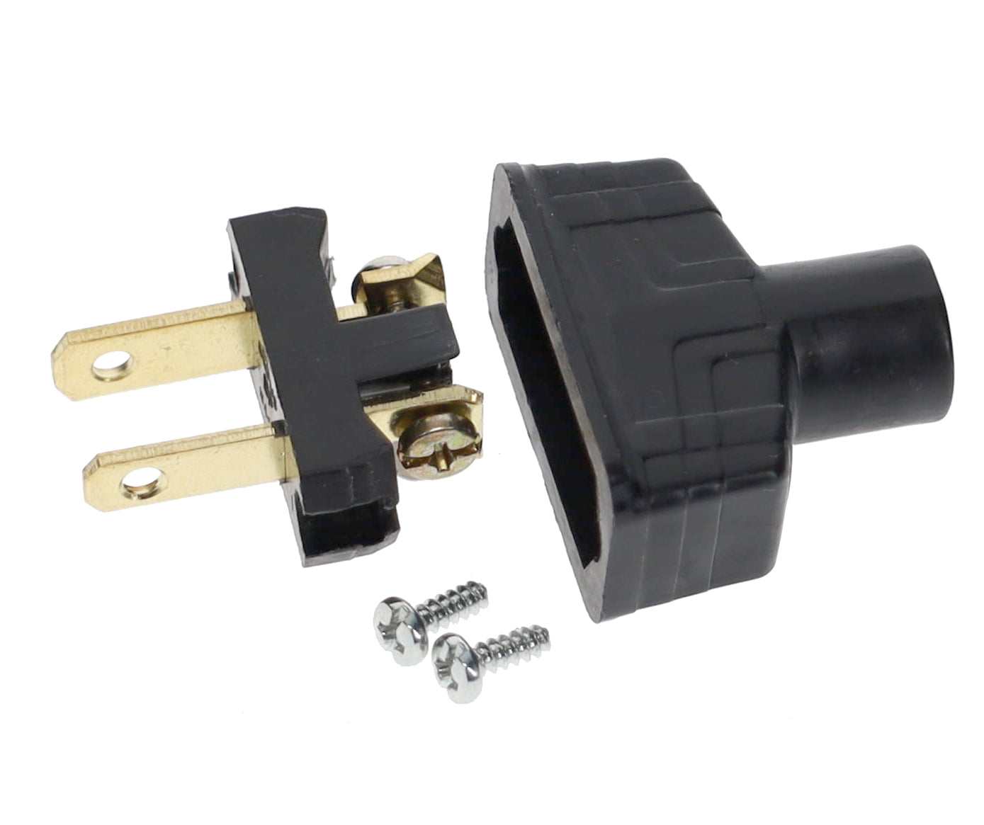 B&P Lamp Brand Early Art Deco Bakelite Style Straight Blade Plug, Polarized, Black (48580BK)