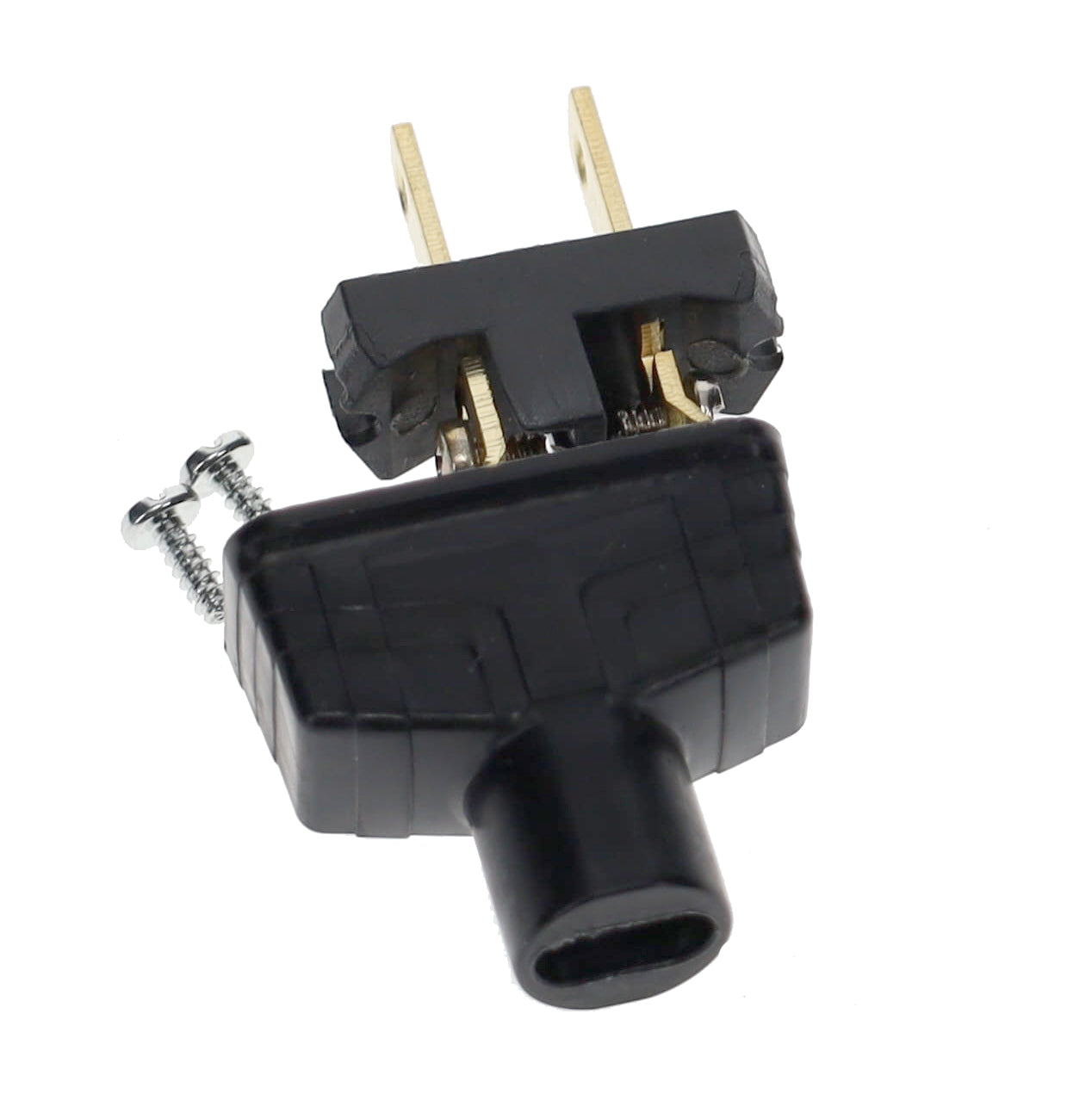 B&P Lamp Brand Early Art Deco Bakelite Style Straight Blade Plug, Polarized, Black (48580BK)