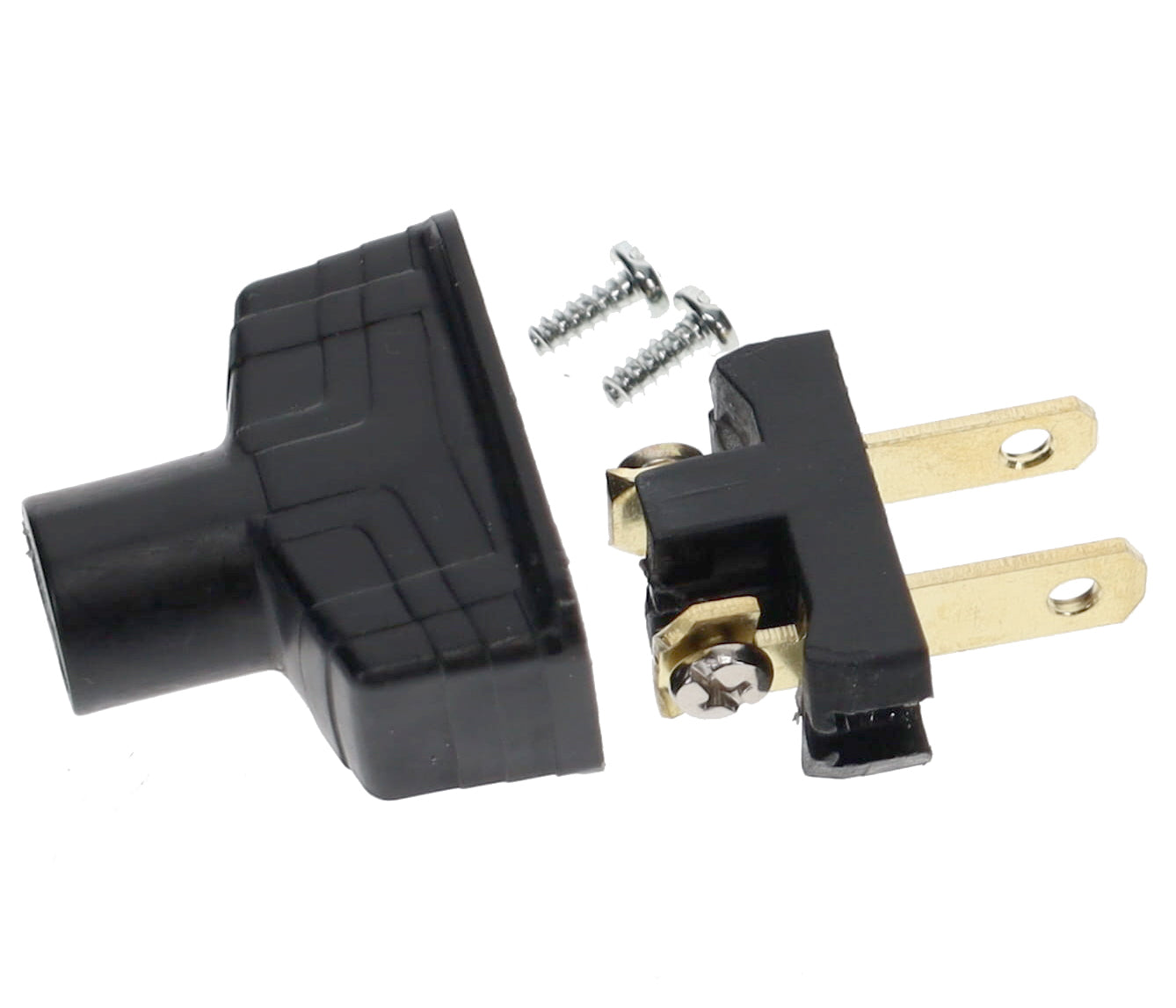 B&P Lamp Brand Early Art Deco Bakelite Style Straight Blade Plug, Polarized, Black (48580BK)