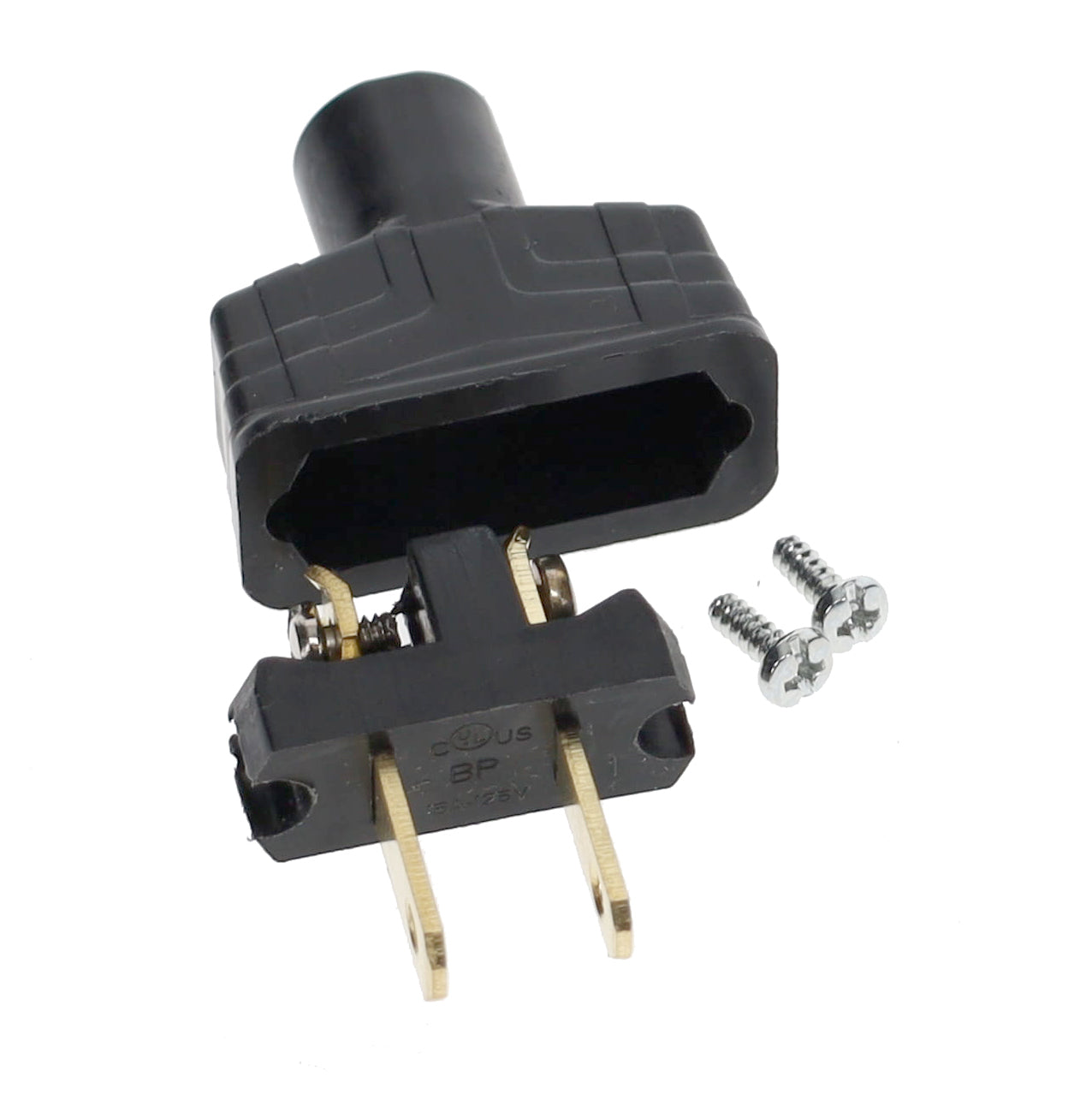 B&P Lamp Brand Early Art Deco Bakelite Style Straight Blade Plug, Polarized, Black (48580BK)