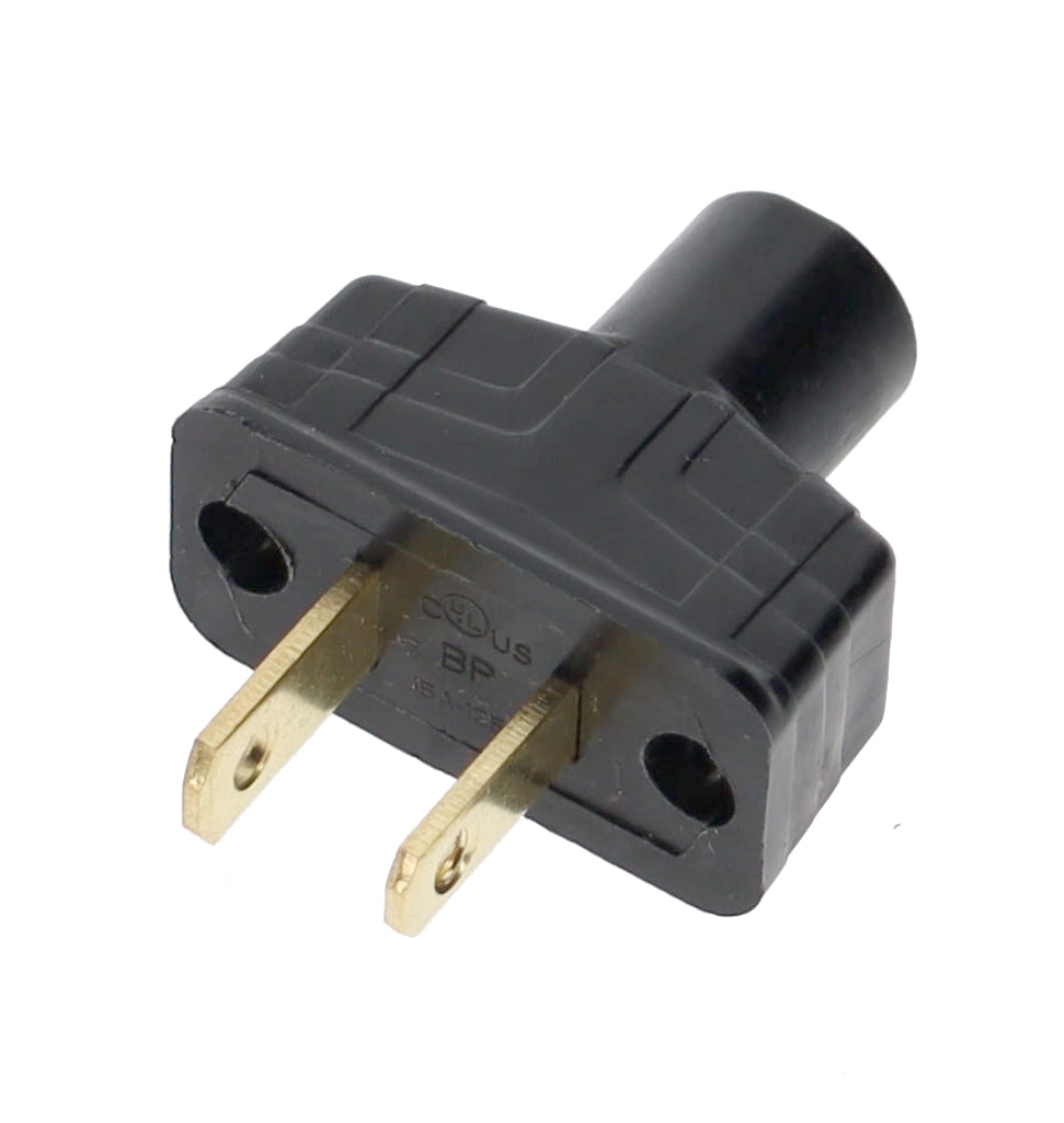 B&P Lamp Brand Early Art Deco Bakelite Style Straight Blade Plug, Polarized, Black (48580BK)