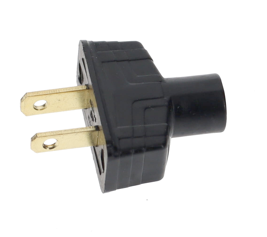 B&P Lamp Brand Early Art Deco Bakelite Style Straight Blade Plug, Polarized, Black (48580BK)