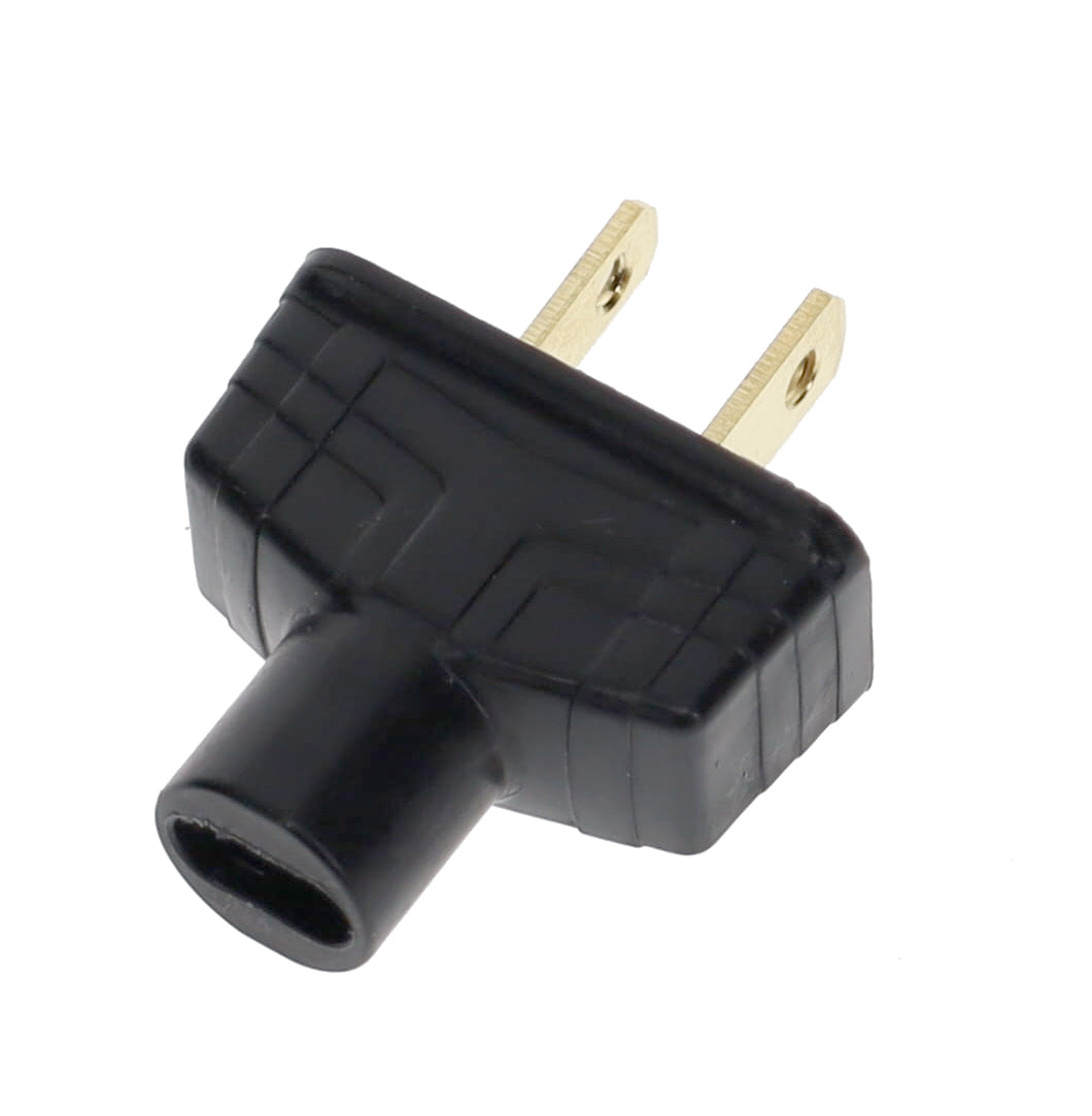 B&P Lamp Brand Early Art Deco Bakelite Style Straight Blade Plug, Polarized, Black (48580BK)