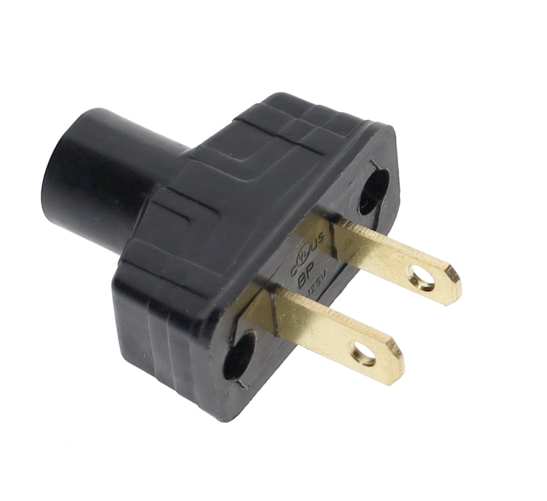 B&P Lamp Brand Early Art Deco Bakelite Style Straight Blade Plug, Polarized, Black (48580BK)