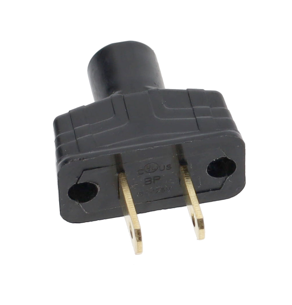 B&P Lamp Brand Early Art Deco Bakelite Style Straight Blade Plug, Polarized, Black (48580BK)