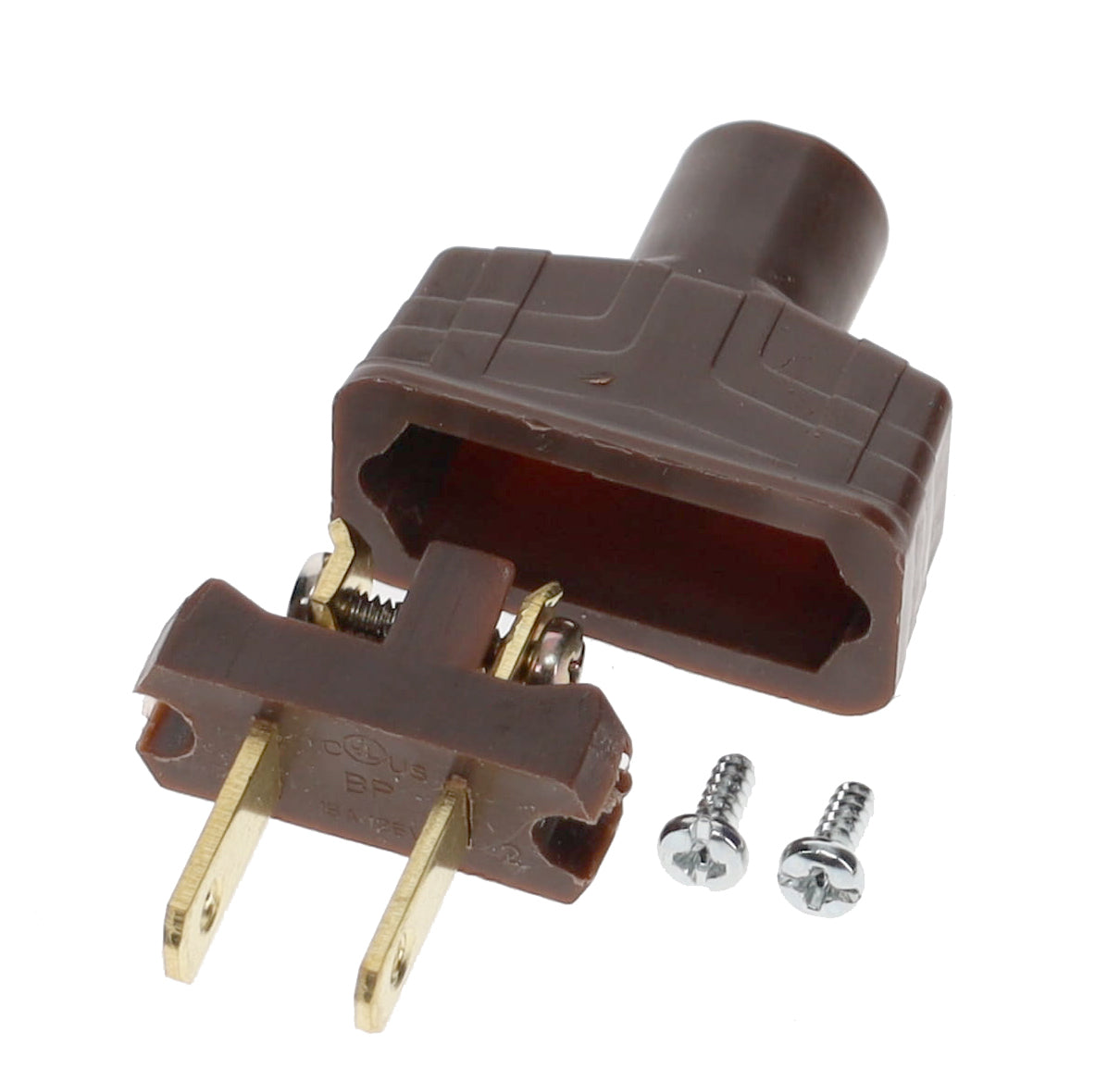 B&P Lamp Brand Early Art Deco Bakelite Style Straight Blade Plug, Polarized, Brown (48580B)