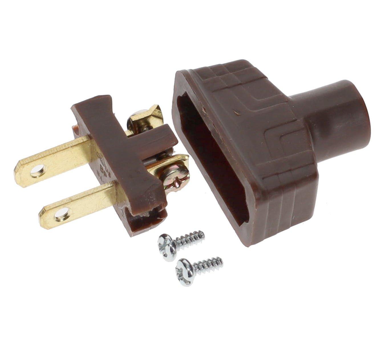 B&P Lamp Brand Early Art Deco Bakelite Style Straight Blade Plug, Polarized, Brown (48580B)