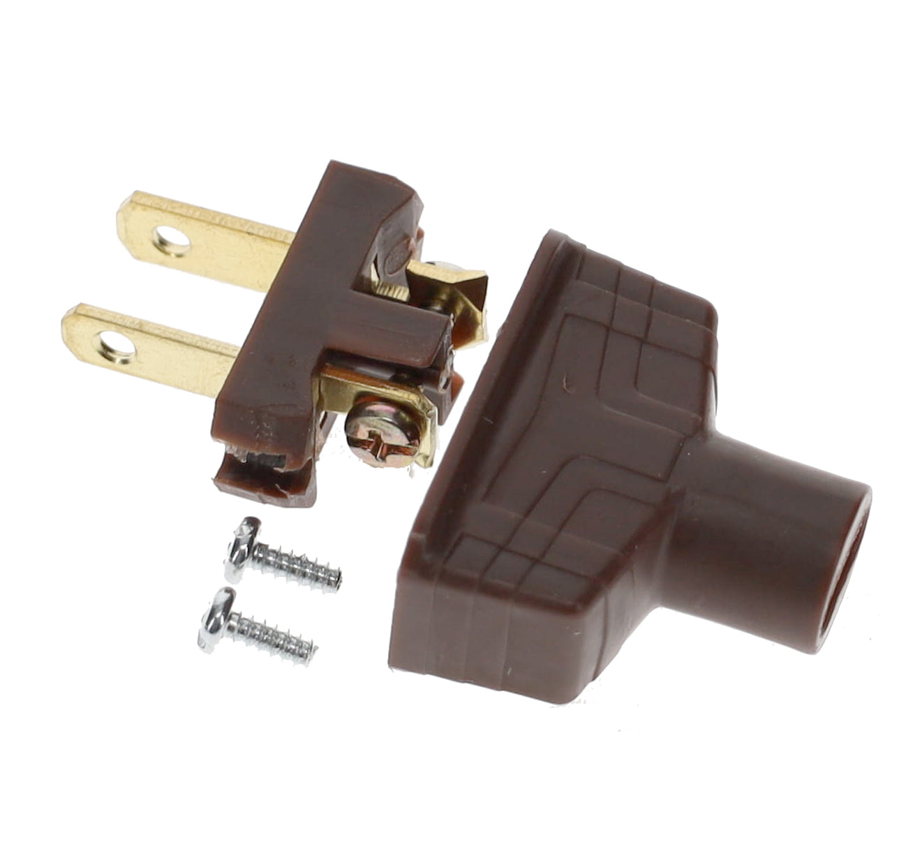 B&P Lamp Brand Early Art Deco Bakelite Style Straight Blade Plug, Polarized, Brown (48580B)