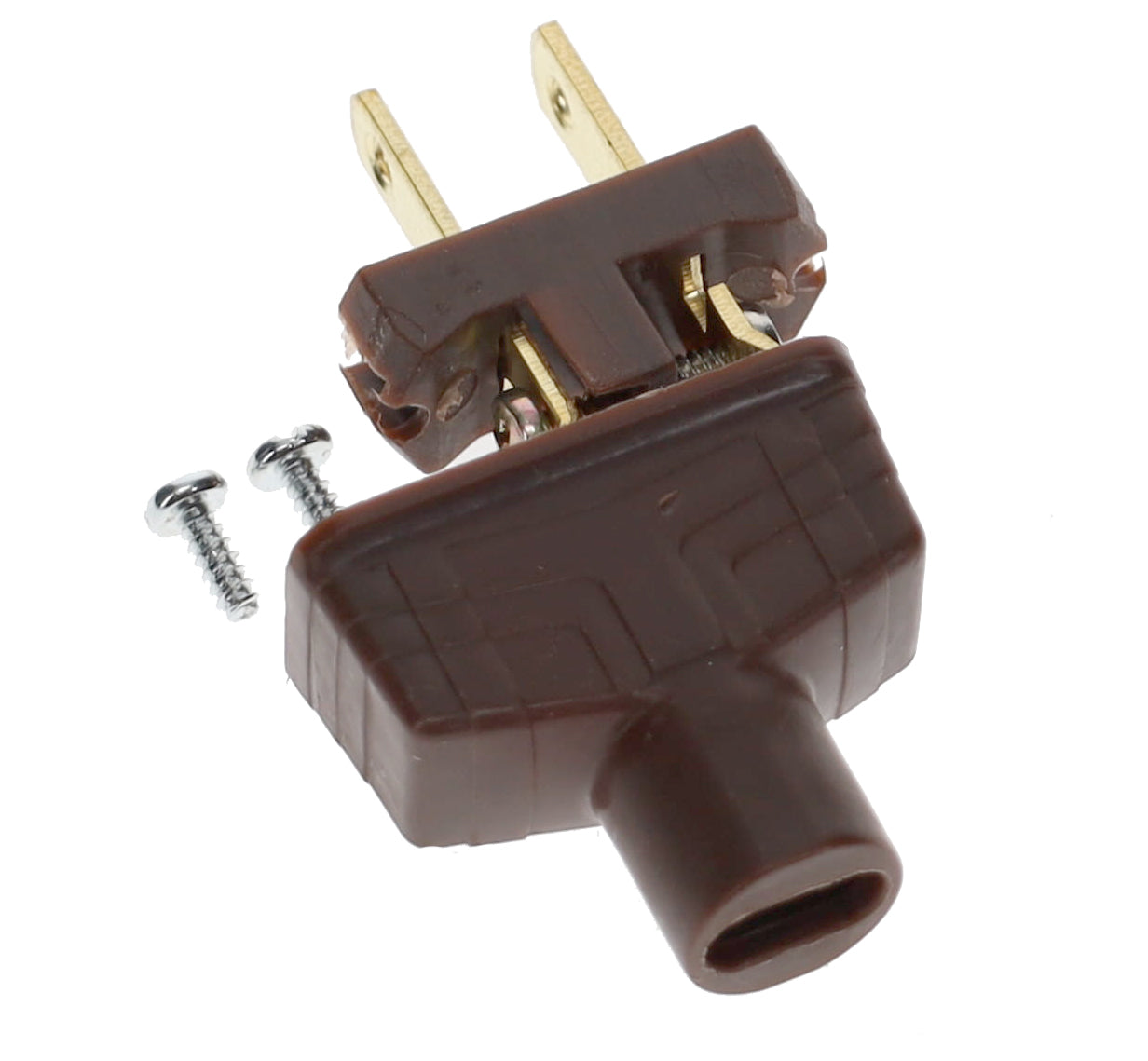 B&P Lamp Brand Early Art Deco Bakelite Style Straight Blade Plug, Polarized, Brown (48580B)