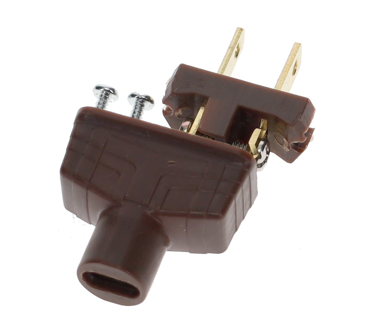 B&P Lamp Brand Early Art Deco Bakelite Style Straight Blade Plug, Polarized, Brown (48580B)