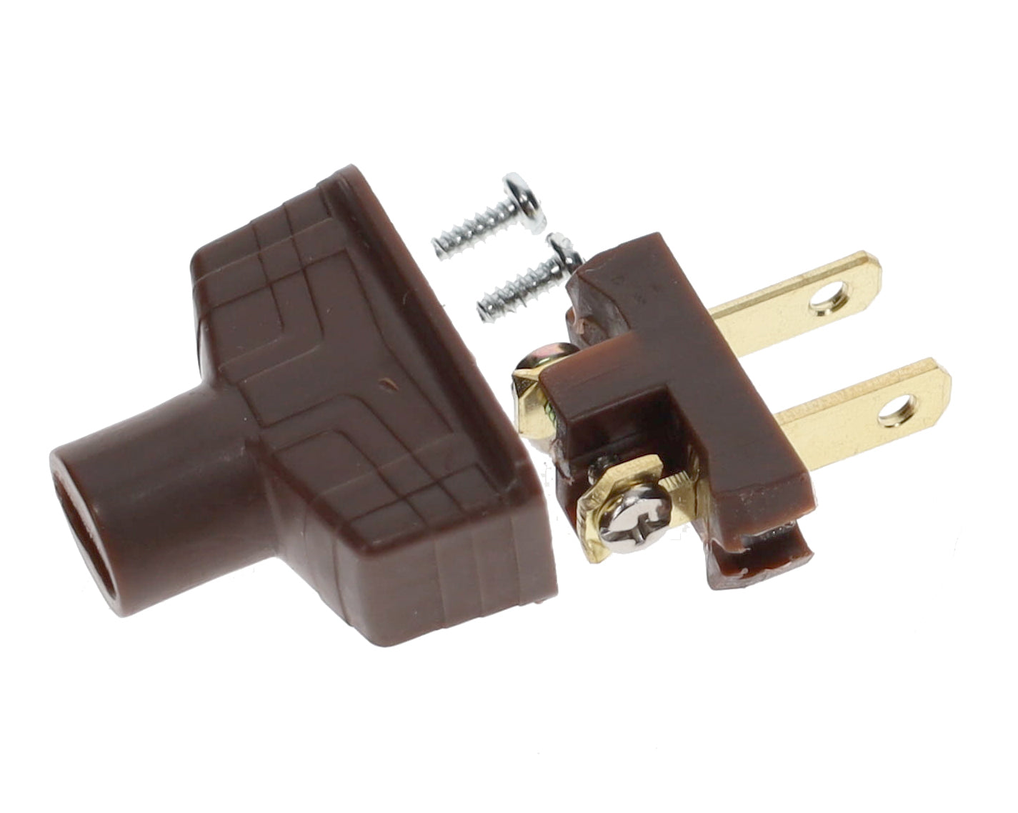 B&P Lamp Brand Early Art Deco Bakelite Style Straight Blade Plug, Polarized, Brown (48580B)