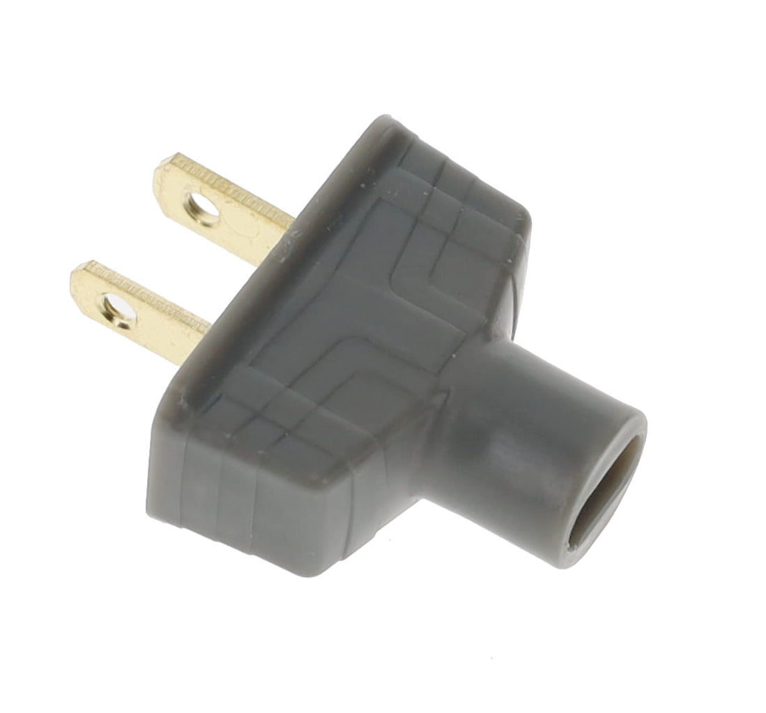 B&P Lamp Brand Early Art Deco Bakelite Style Straight Blade Plug, Polarized, Grey (48580G)