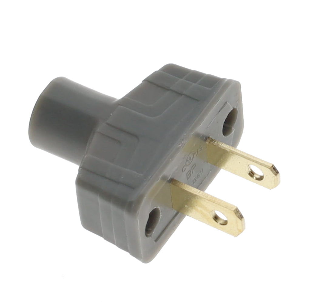 B&P Lamp Brand Early Art Deco Bakelite Style Straight Blade Plug, Polarized, Grey (48580G)