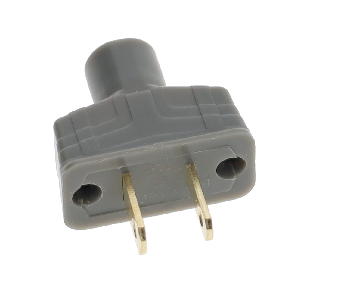 B&P Lamp Brand Early Art Deco Bakelite Style Straight Blade Plug, Polarized, Grey (48580G)