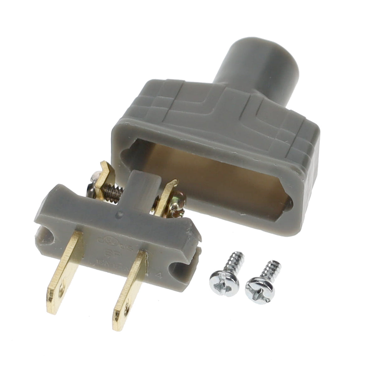 B&P Lamp Brand Early Art Deco Bakelite Style Straight Blade Plug, Polarized, Grey (48580G)