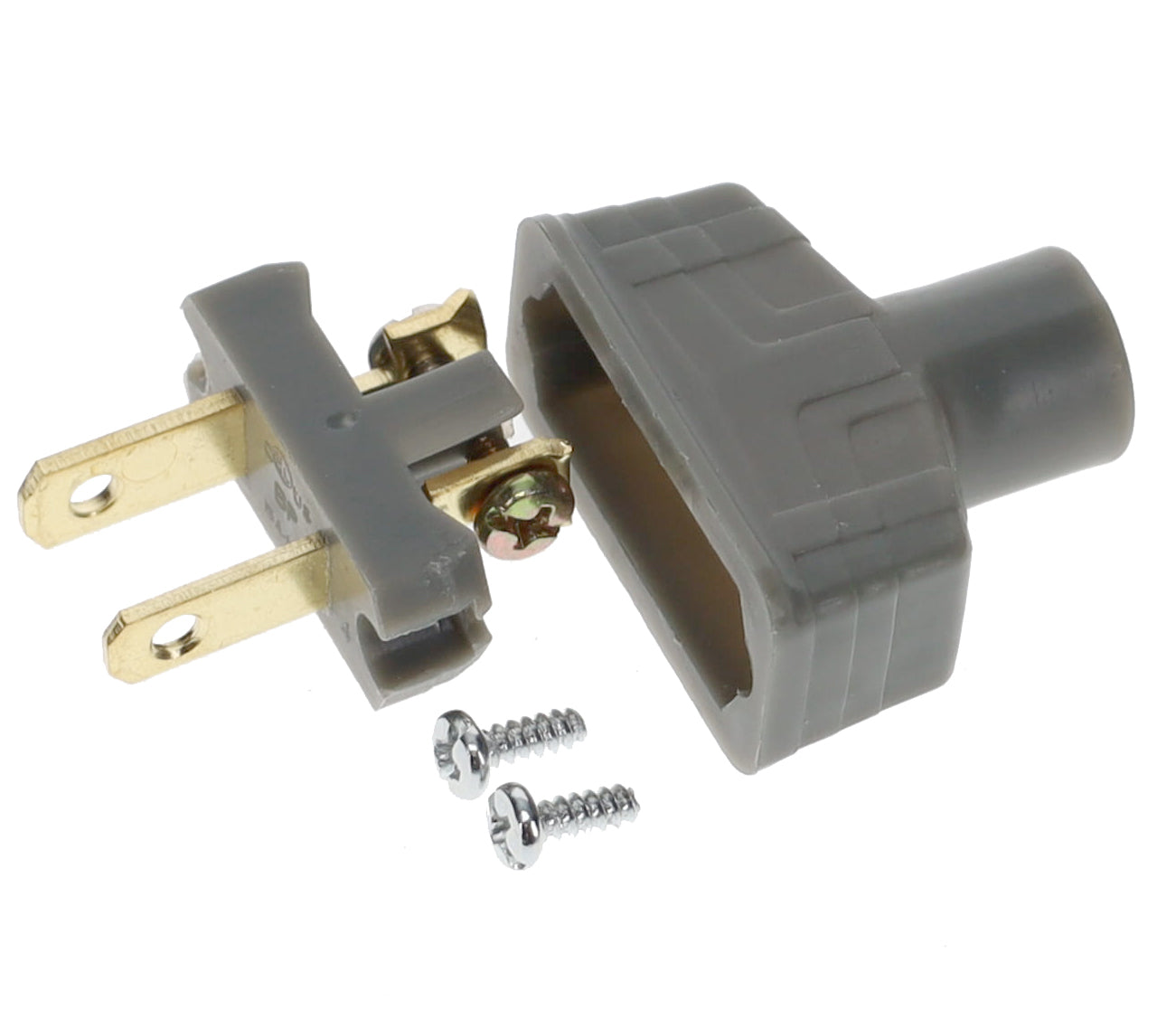 B&P Lamp Brand Early Art Deco Bakelite Style Straight Blade Plug, Polarized, Grey (48580G)