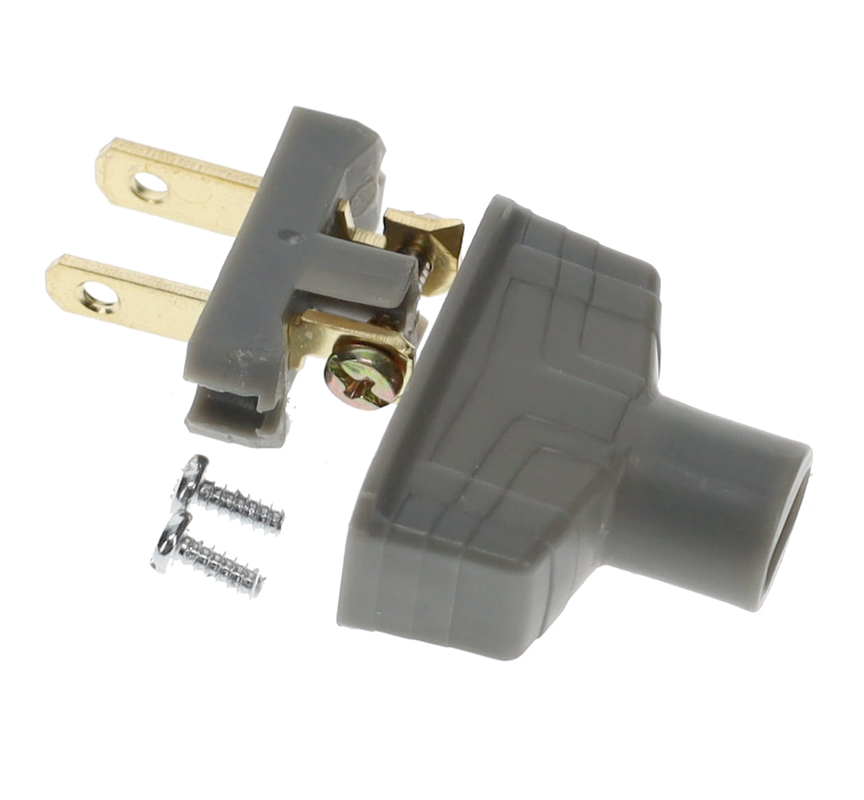 B&P Lamp Brand Early Art Deco Bakelite Style Straight Blade Plug, Polarized, Grey (48580G)