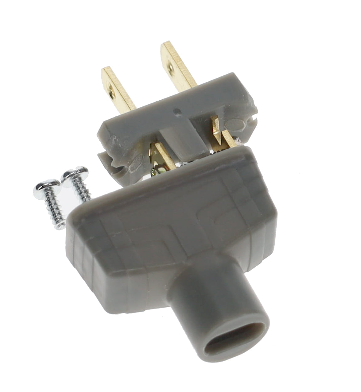 B&P Lamp Brand Early Art Deco Bakelite Style Straight Blade Plug, Polarized, Grey (48580G)