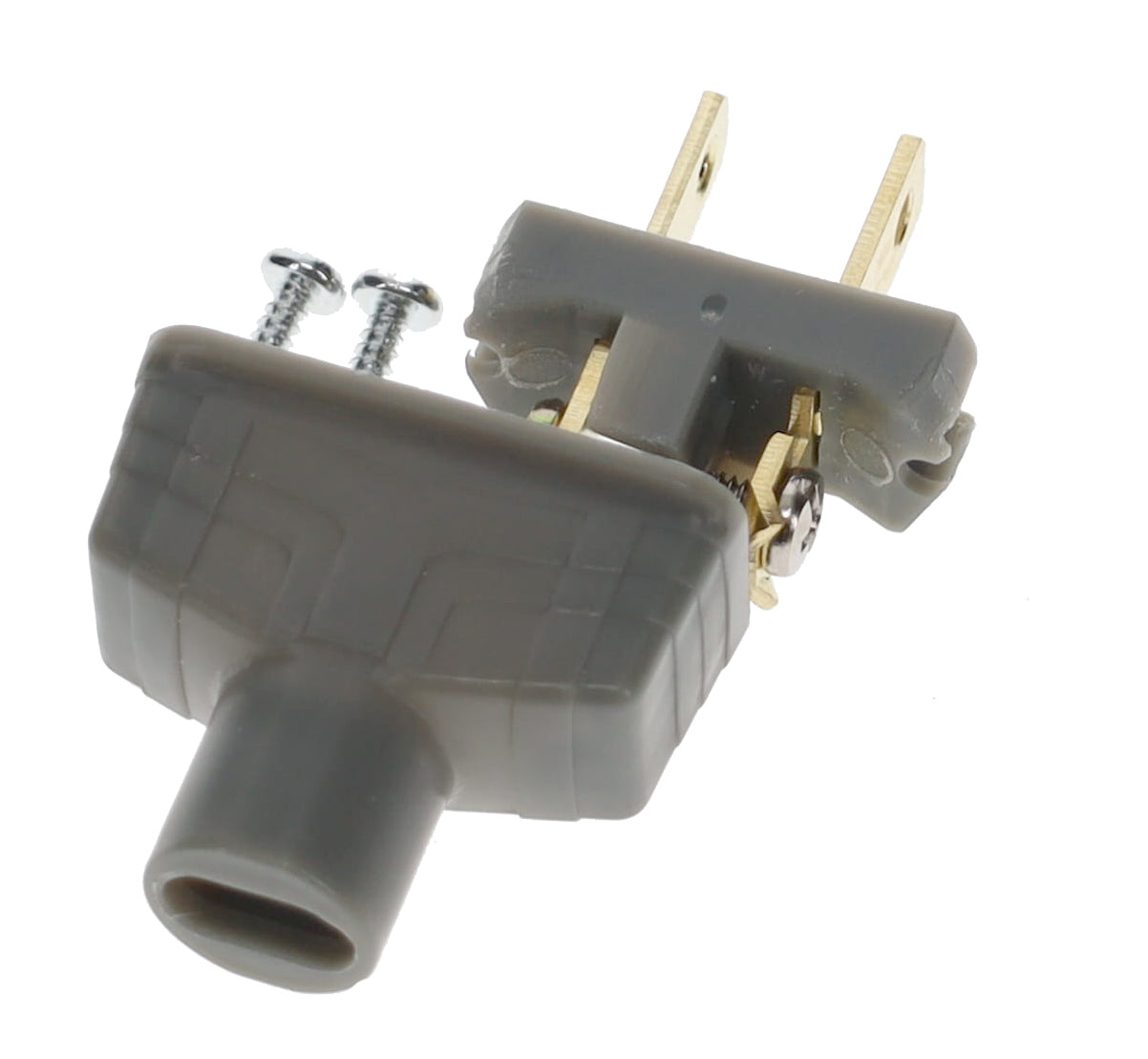 B&P Lamp Brand Early Art Deco Bakelite Style Straight Blade Plug, Polarized, Grey (48580G)