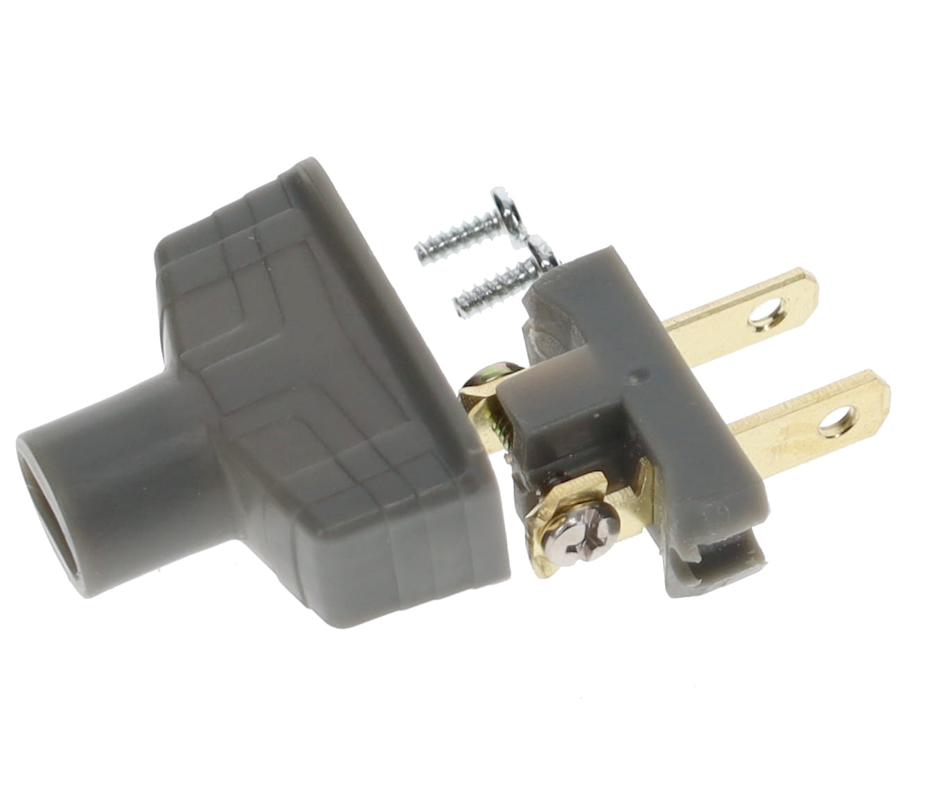 B&P Lamp Brand Early Art Deco Bakelite Style Straight Blade Plug, Polarized, Grey (48580G)