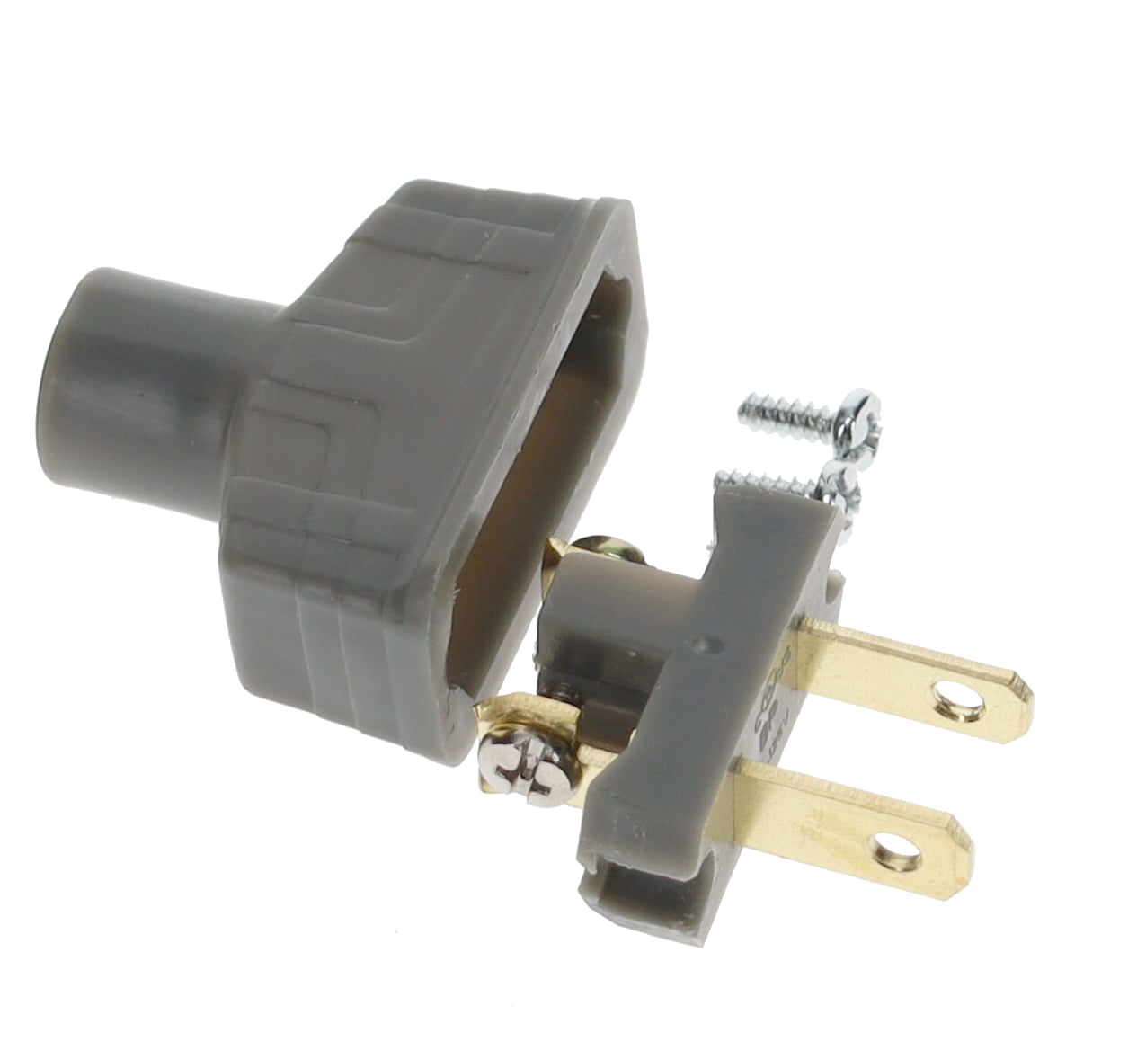 B&P Lamp Brand Early Art Deco Bakelite Style Straight Blade Plug, Polarized, Grey (48580G)