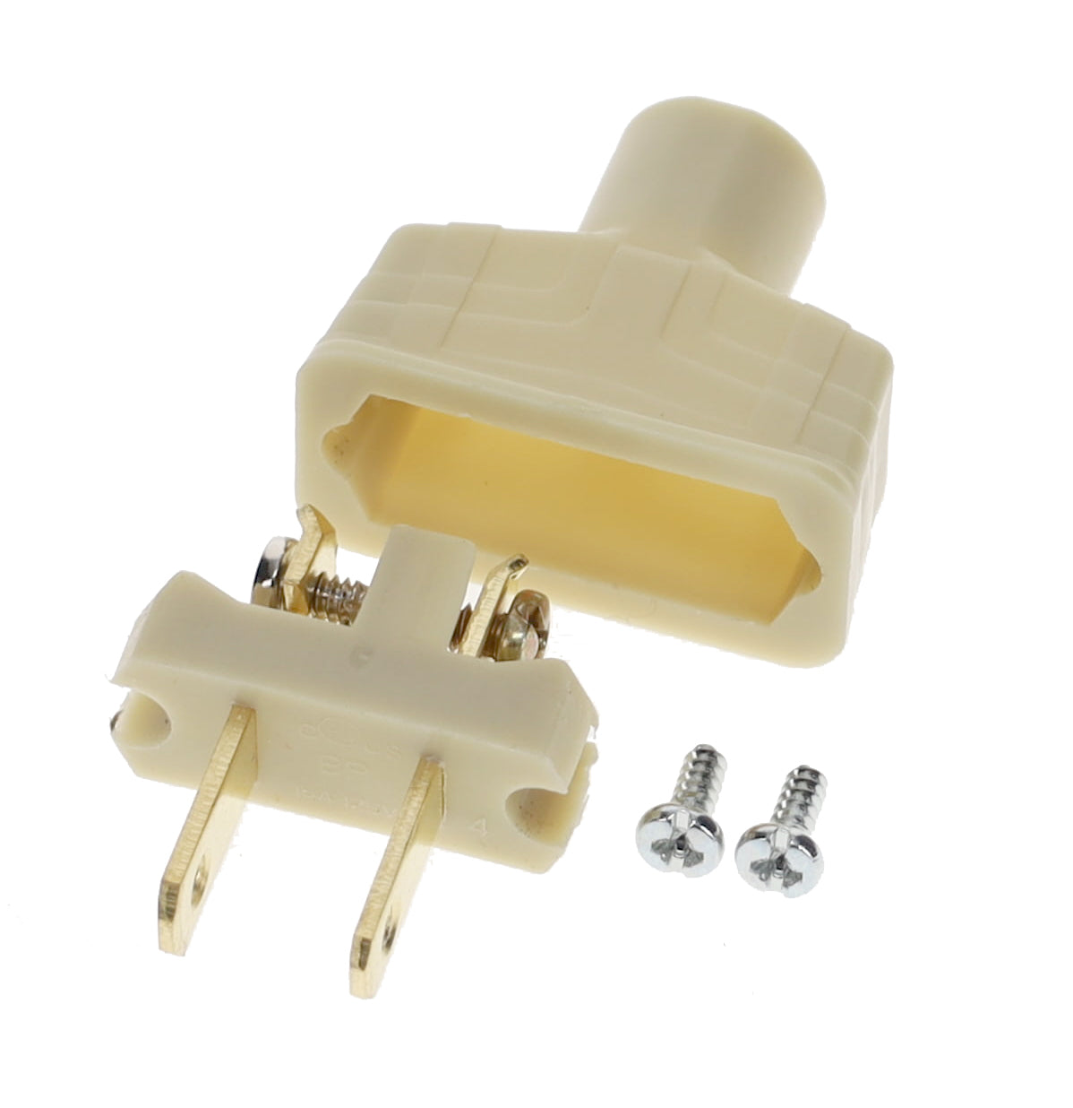 B&P Lamp Brand Early Art Deco Bakelite Style Straight Blade Plug, Polarized, Ivory (48580V)