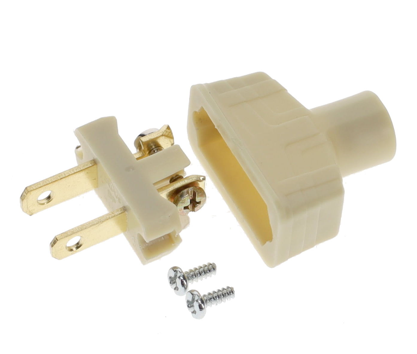 B&P Lamp Brand Early Art Deco Bakelite Style Straight Blade Plug, Polarized, Ivory (48580V)