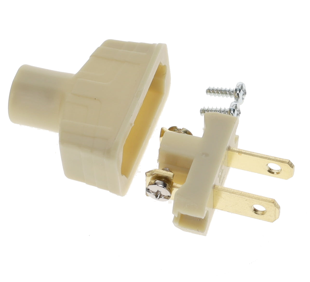 B&P Lamp Brand Early Art Deco Bakelite Style Straight Blade Plug, Polarized, Ivory (48580V)