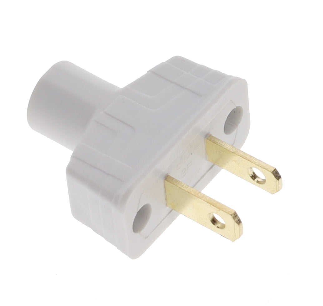 B&P Lamp Brand Early Art Deco Bakelite Style Straight Blade Plug, Polarized, White (48580W)