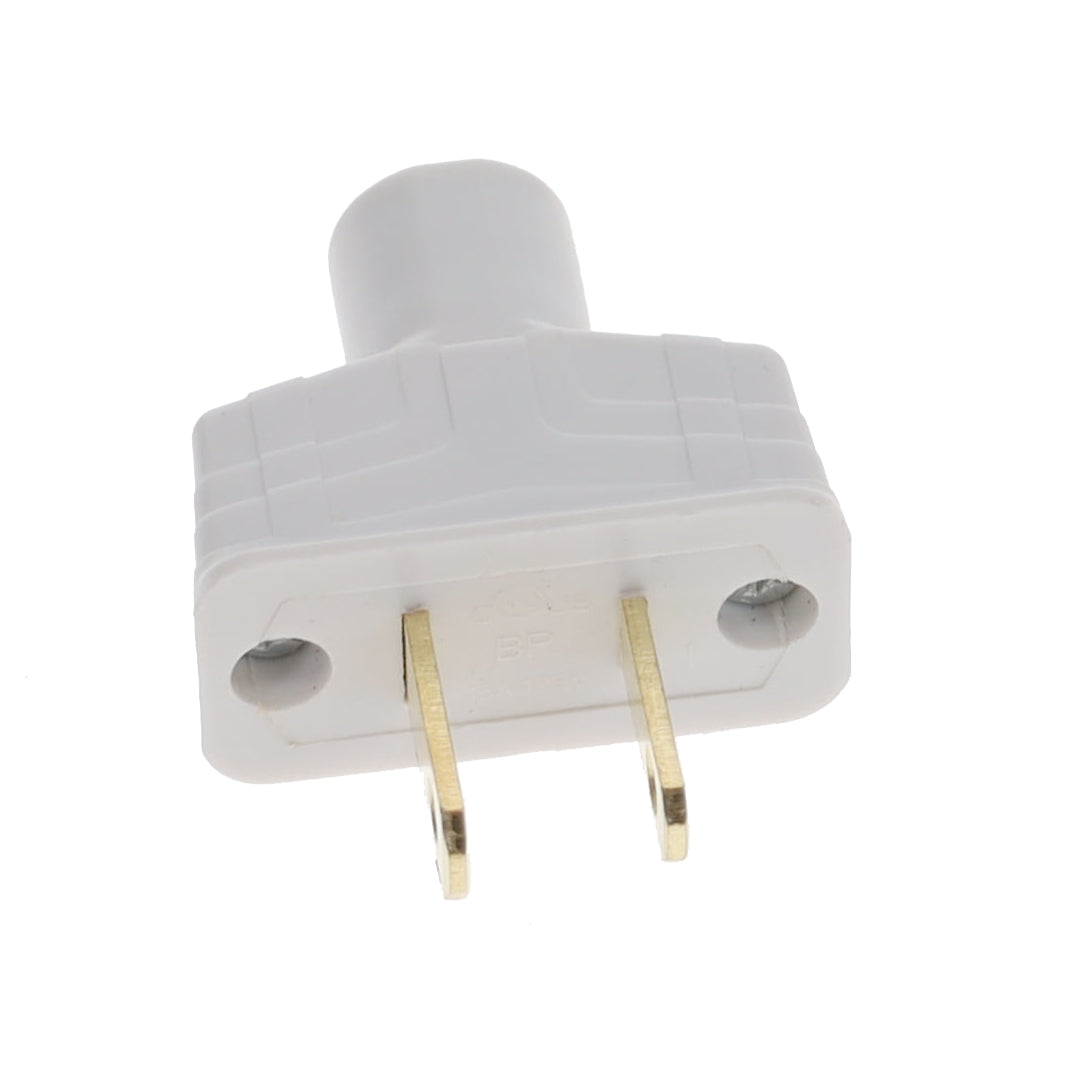 B&P Lamp Brand Early Art Deco Bakelite Style Straight Blade Plug, Polarized, White (48580W)