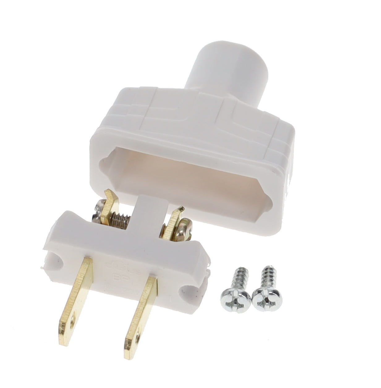 B&P Lamp Brand Early Art Deco Bakelite Style Straight Blade Plug, Polarized, White (48580W)