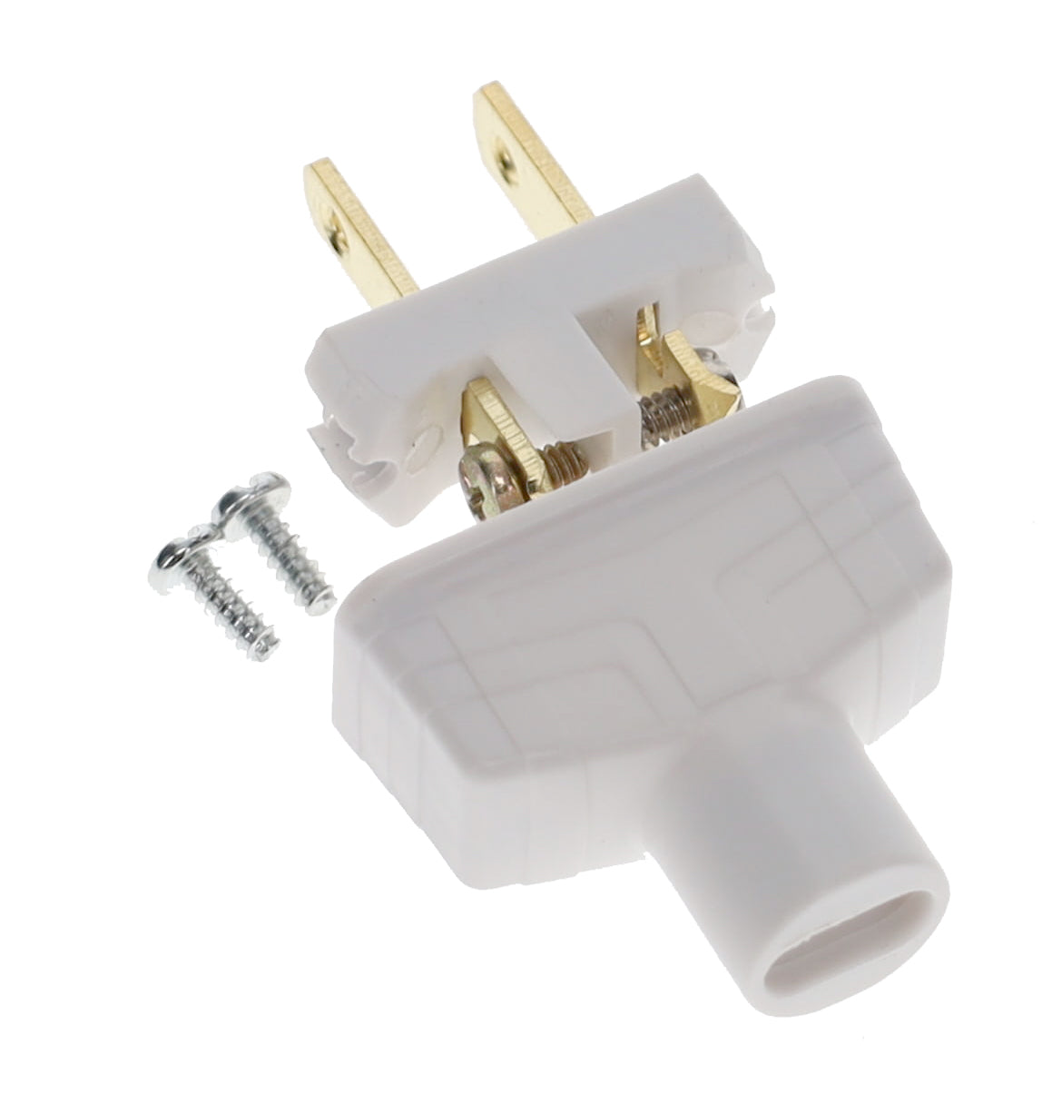 B&P Lamp Brand Early Art Deco Bakelite Style Straight Blade Plug, Polarized, White (48580W)