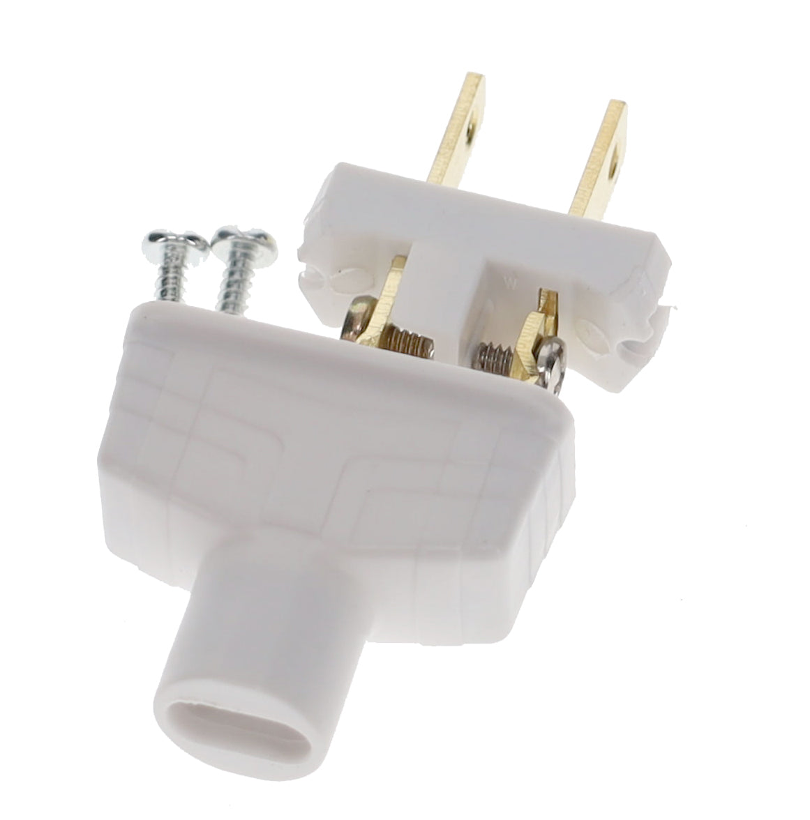 B&P Lamp Brand Early Art Deco Bakelite Style Straight Blade Plug, Polarized, White (48580W)