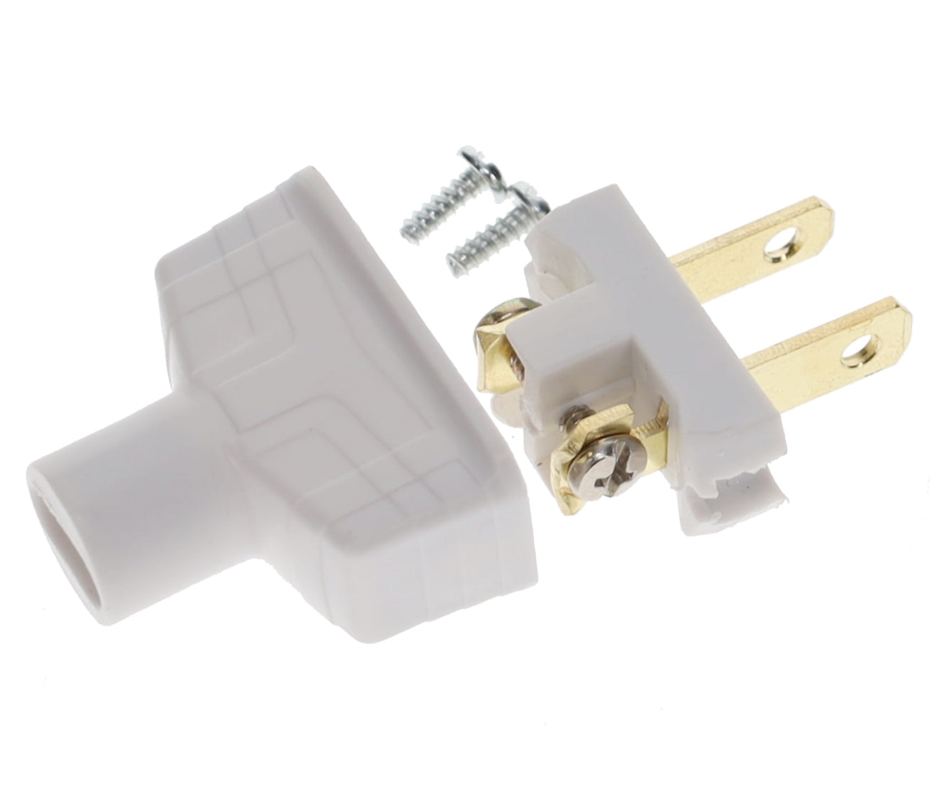 B&P Lamp Brand Early Art Deco Bakelite Style Straight Blade Plug, Polarized, White (48580W)