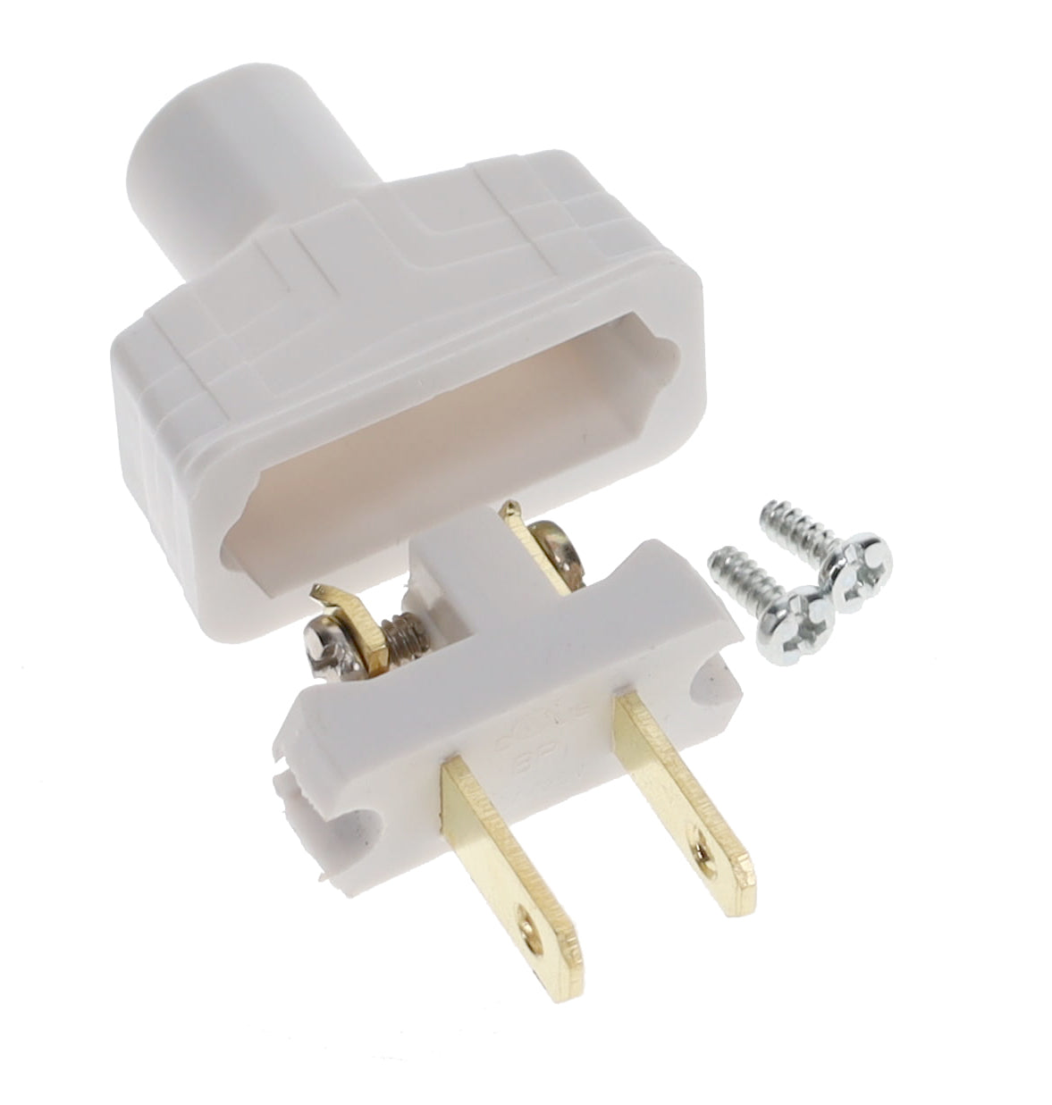 B&P Lamp Brand Early Art Deco Bakelite Style Straight Blade Plug, Polarized, White (48580W)