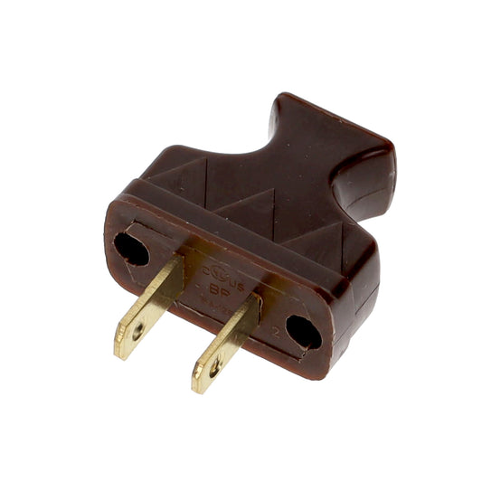 B&P Lamp Brand Early Shark Tooth Bakelite Style Straight Blade Plug, Polarized, Brown (48581B)
