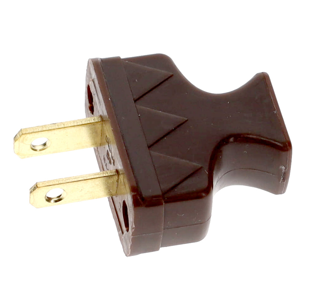 B&P Lamp Brand Early Shark Tooth Bakelite Style Straight Blade Plug, Polarized, Brown (48581B)