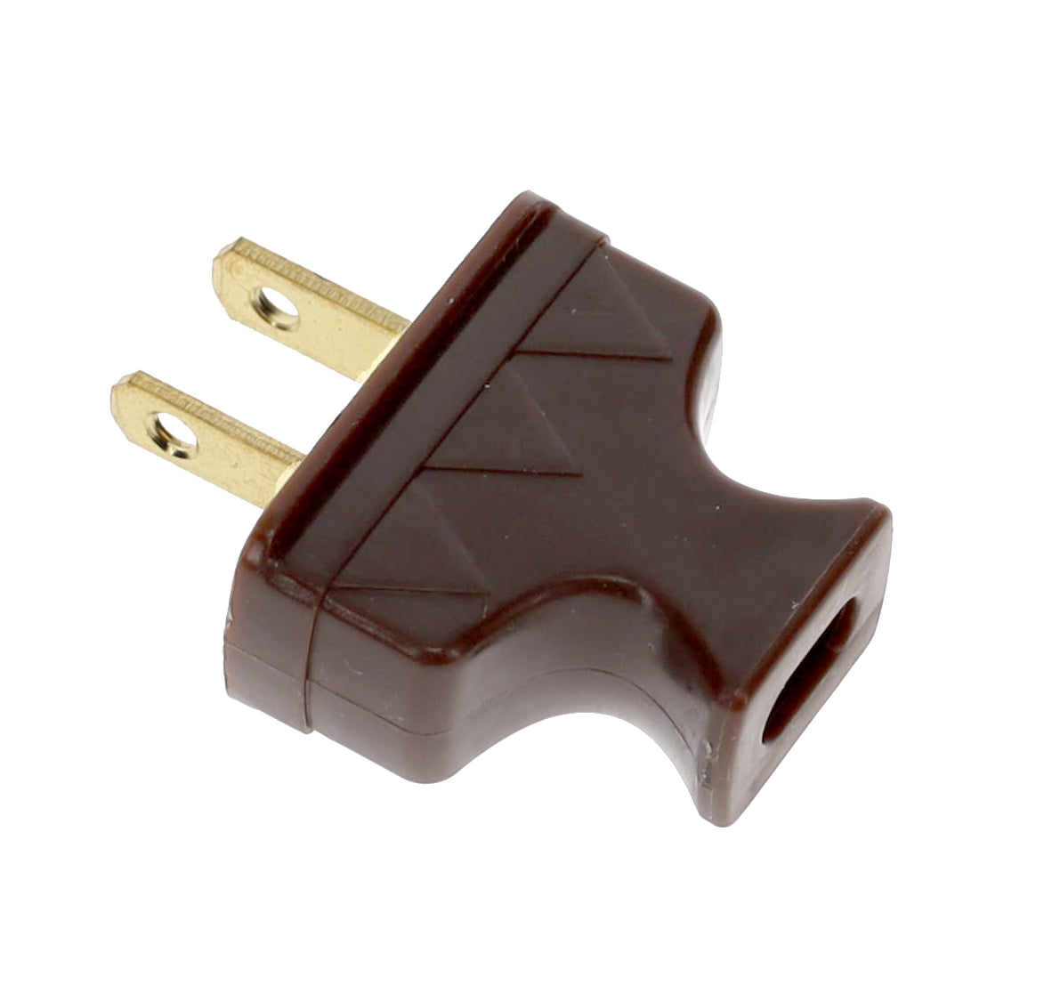 B&P Lamp Brand Early Shark Tooth Bakelite Style Straight Blade Plug, Polarized, Brown (48581B)