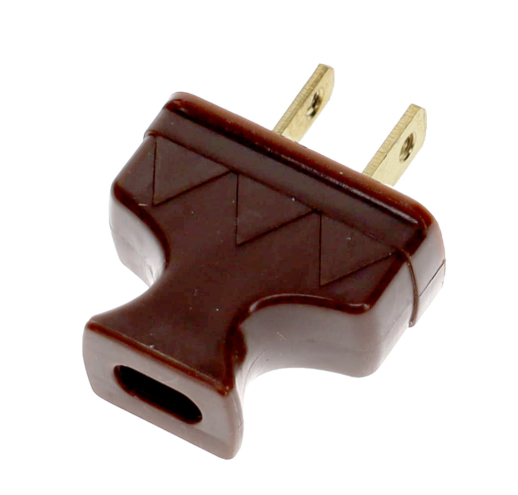 B&P Lamp Brand Early Shark Tooth Bakelite Style Straight Blade Plug, Polarized, Brown (48581B)