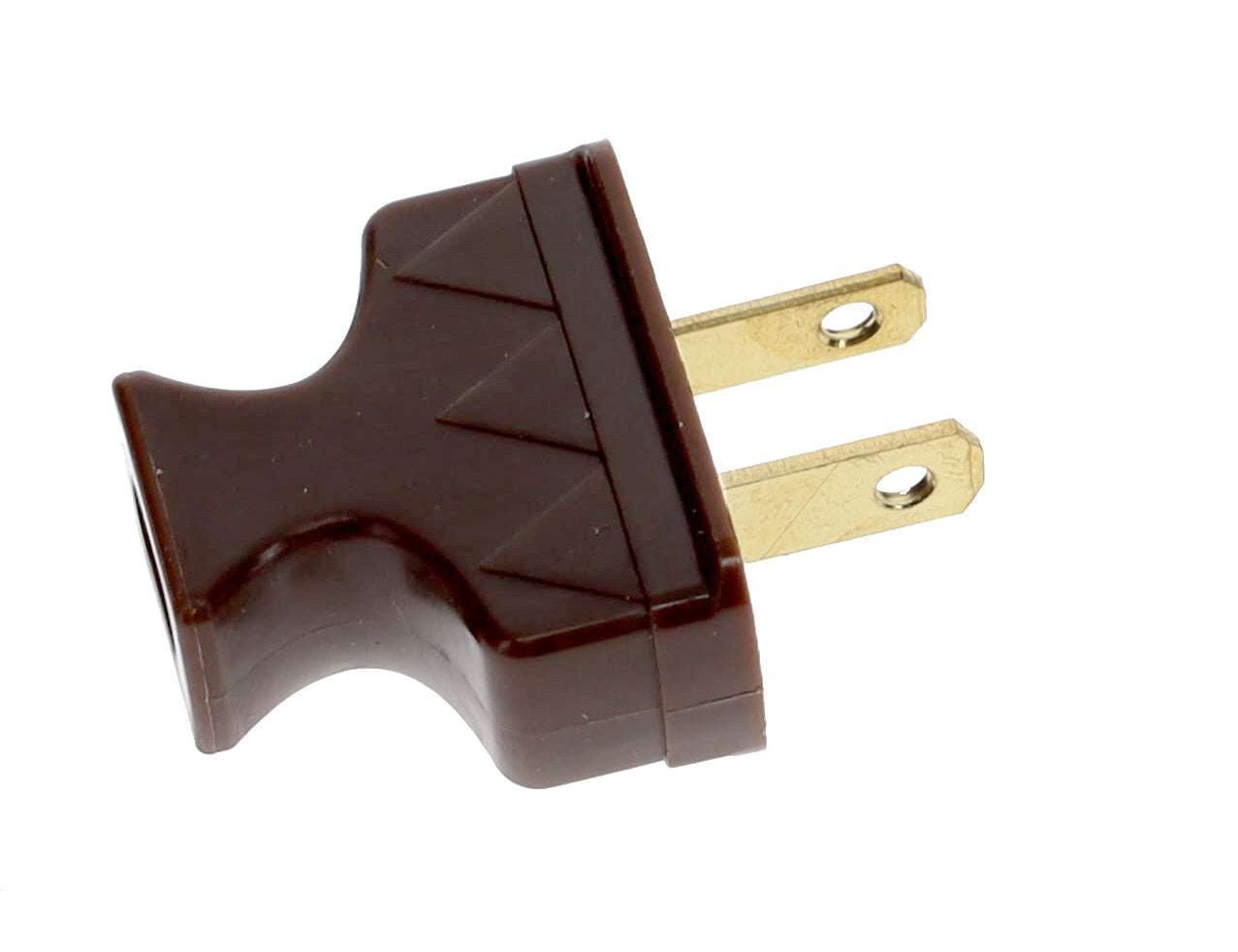 B&P Lamp Brand Early Shark Tooth Bakelite Style Straight Blade Plug, Polarized, Brown (48581B)