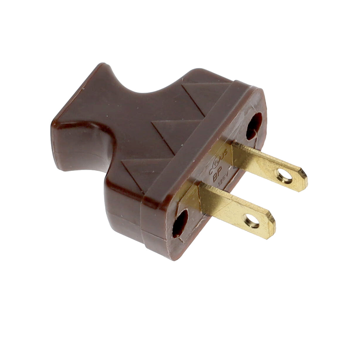 B&P Lamp Brand Early Shark Tooth Bakelite Style Straight Blade Plug, Polarized, Brown (48581B)